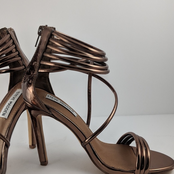 Steve Madden Copper Metallic Sandal Stiletto Heels - Picture 2 of 5